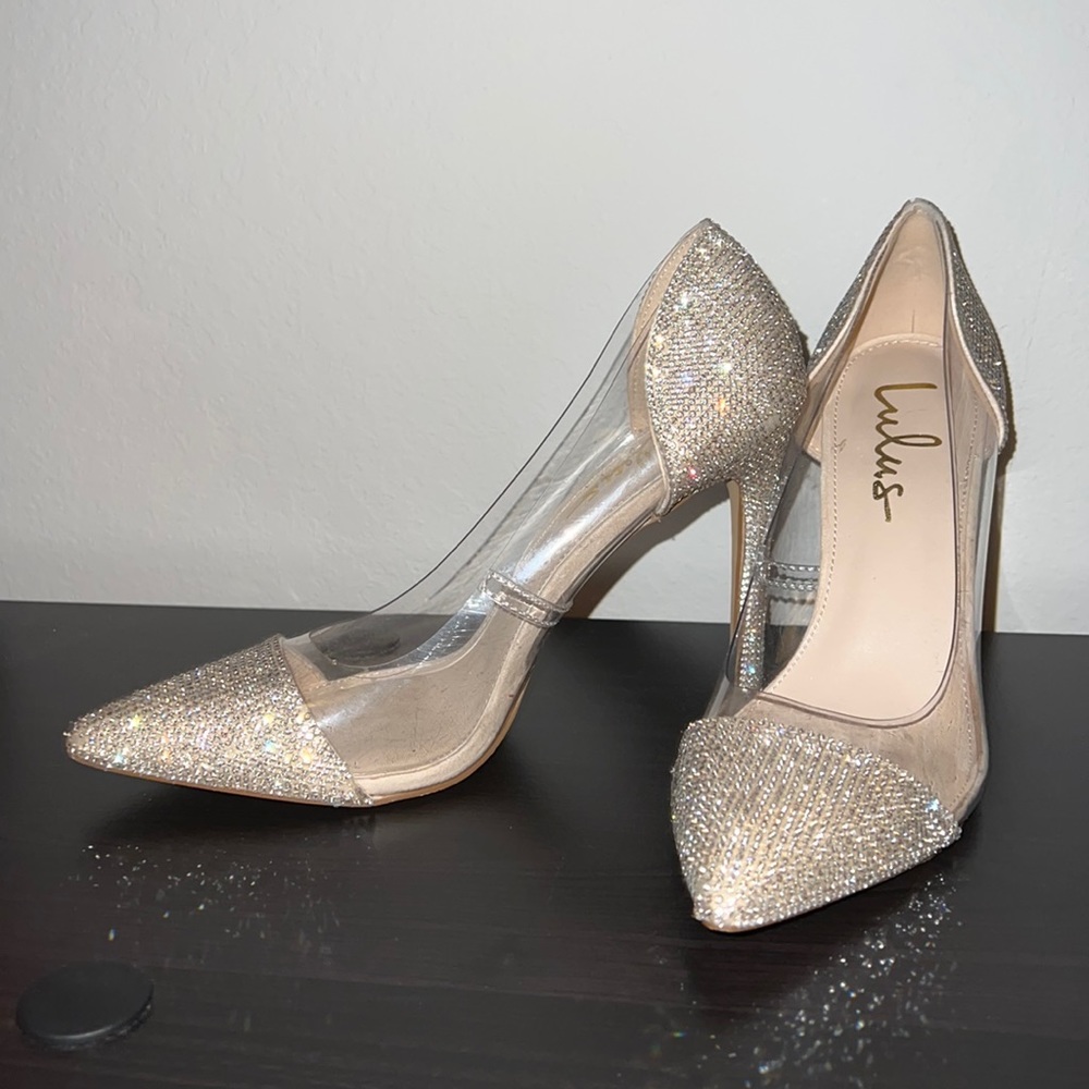 Lulus silver rhinestone heels